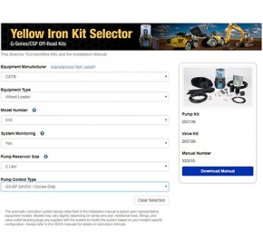Naujasis įrankis skirtas teisingai pasirinkti tepyklas Yellow Iron technikai